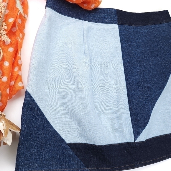 NEW Intermix Luxury Brand Blue Denim Front Zippered Skirt Sz 4 - Picture 8 of 13